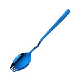 Instant Noodle Fork Multi-Purpose V-Shaped Knife Fork Spoon (Color: Blue, Type: Tableware)